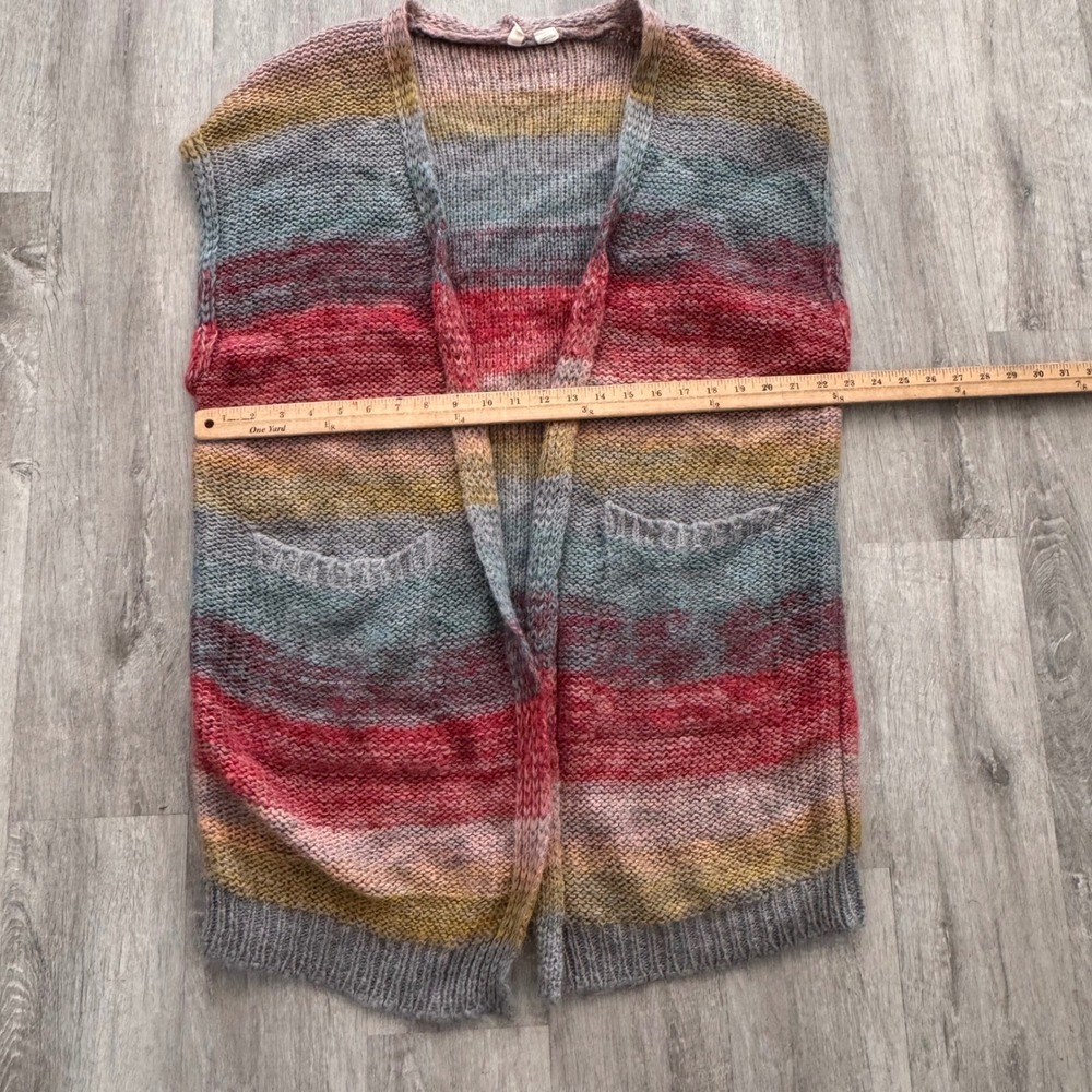 Moth Anthropologie Sweater Vest XS/S Multicolor Stripe Open Front Knit Italy - Picture 2 of 6